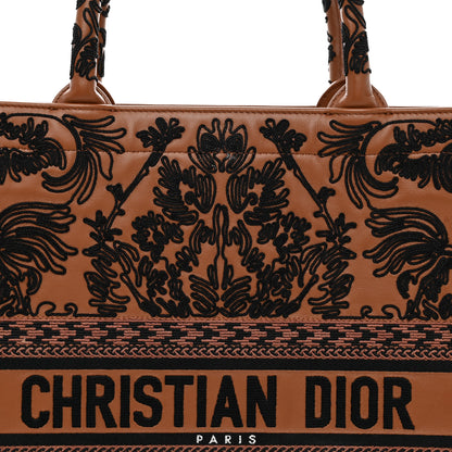 Christian Dior Calfskin Cornely-Effect Embroidery Large Book Tote Brown Black 8 of 15