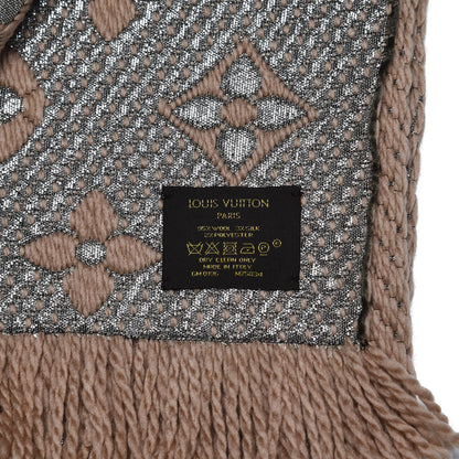 Louis Vuitton Wool Silk Logomania Shine Scarf Beige 4 of 4