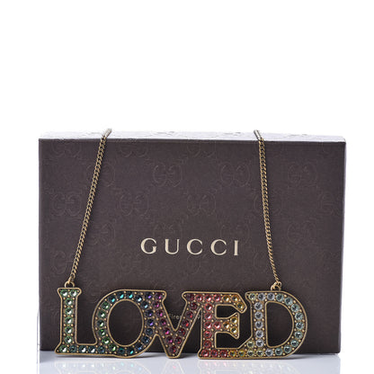 Gucci Metal Crystal Loved Short Necklace Aged Gold 8 of 8
