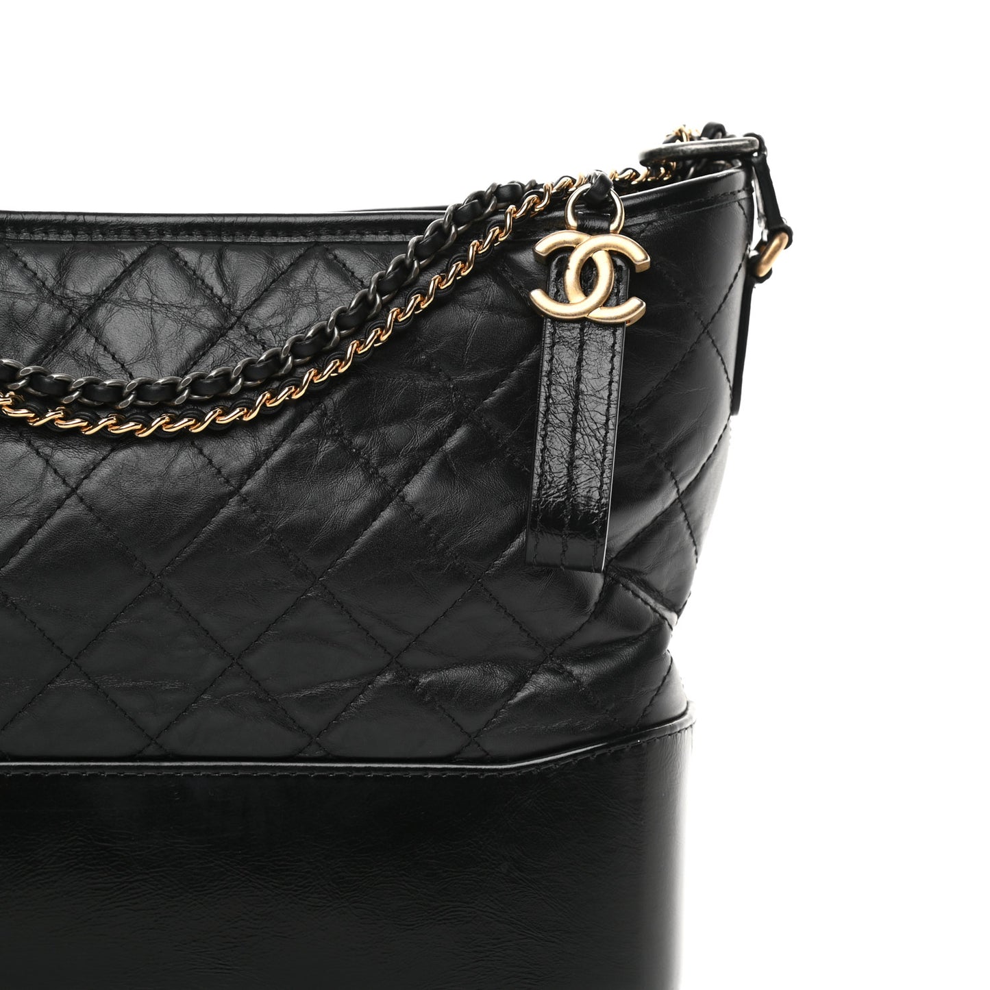 Aged Calfskin Quilted Medium Gabrielle Hobo Black