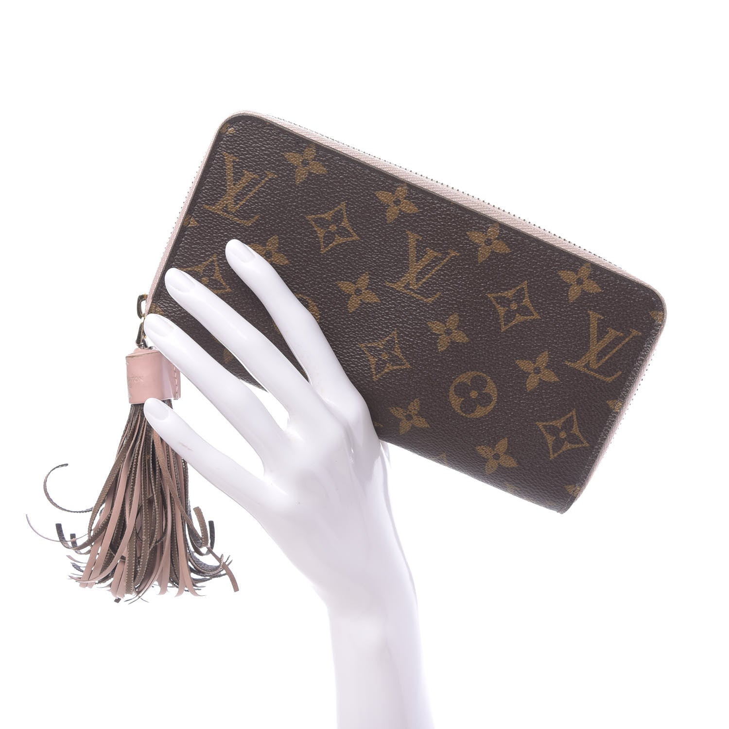 Louis Vuitton Monogram Pompon Zippy Wallet Rose Ballerine 2 of 8