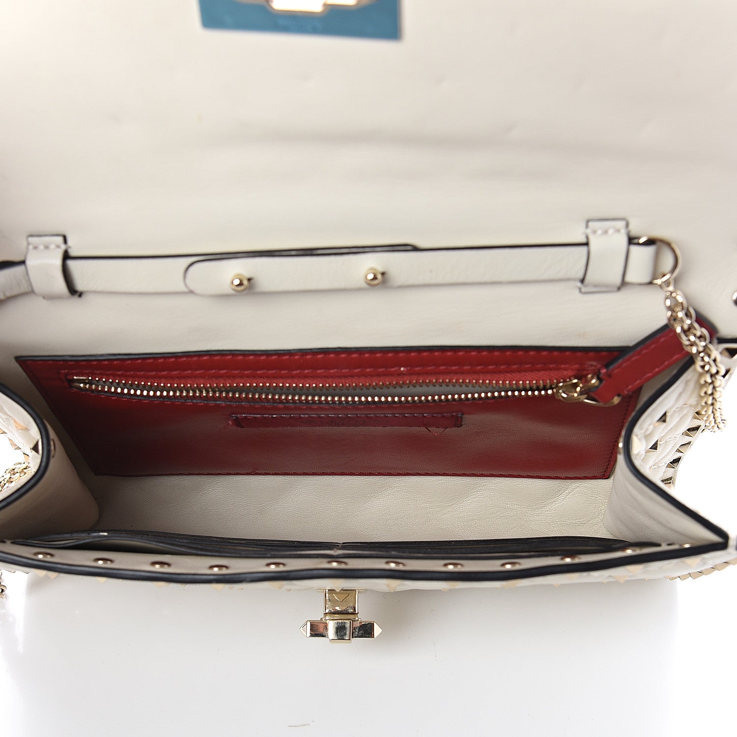 Valentino Garavani Nappa Rockstud Spike Wallet on Chain Light Ivory 6 of 6