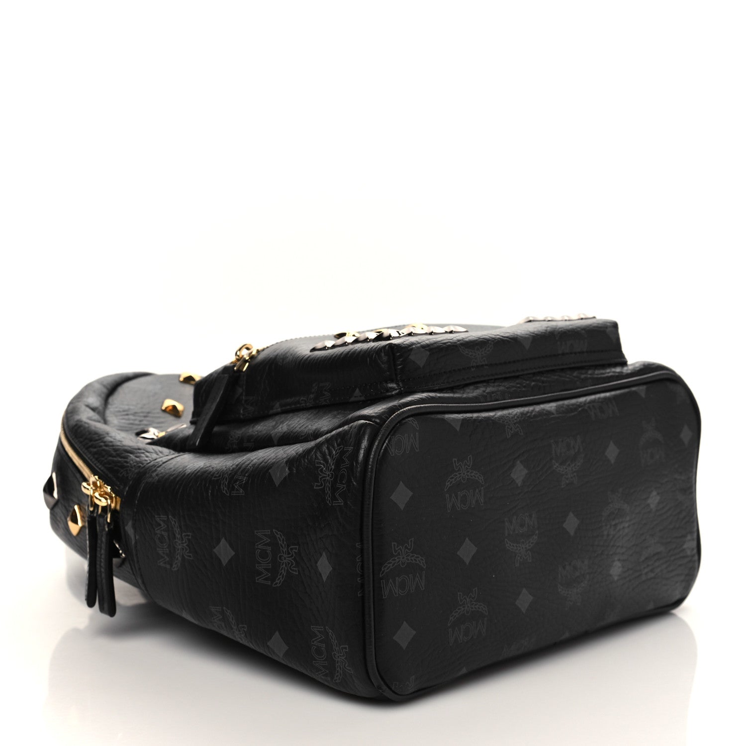 MCM Visetos Studded Small Stark M Backpack Black 4 of 9