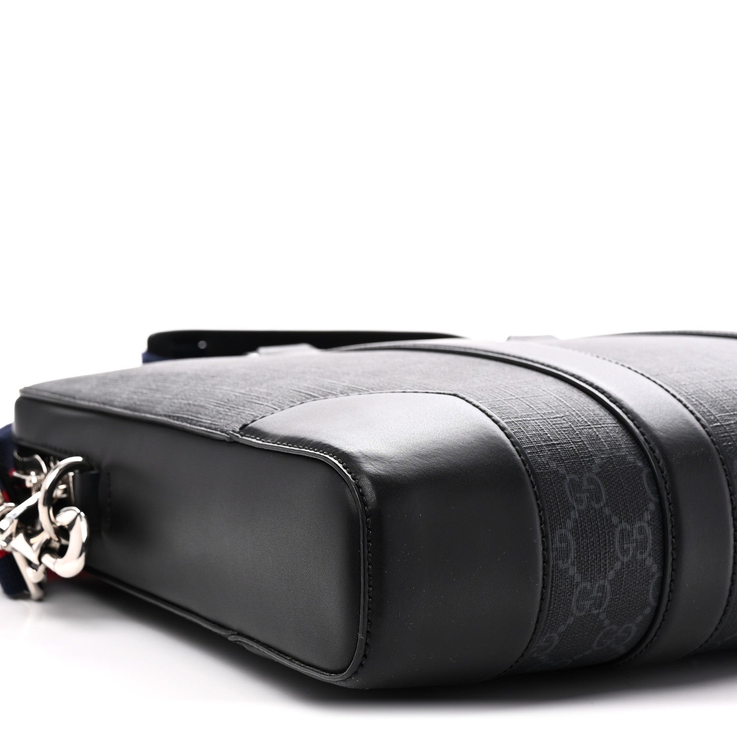Gucci GG Supreme Monogram Appia Calfskin Web Briefcase Black 9 of 10
