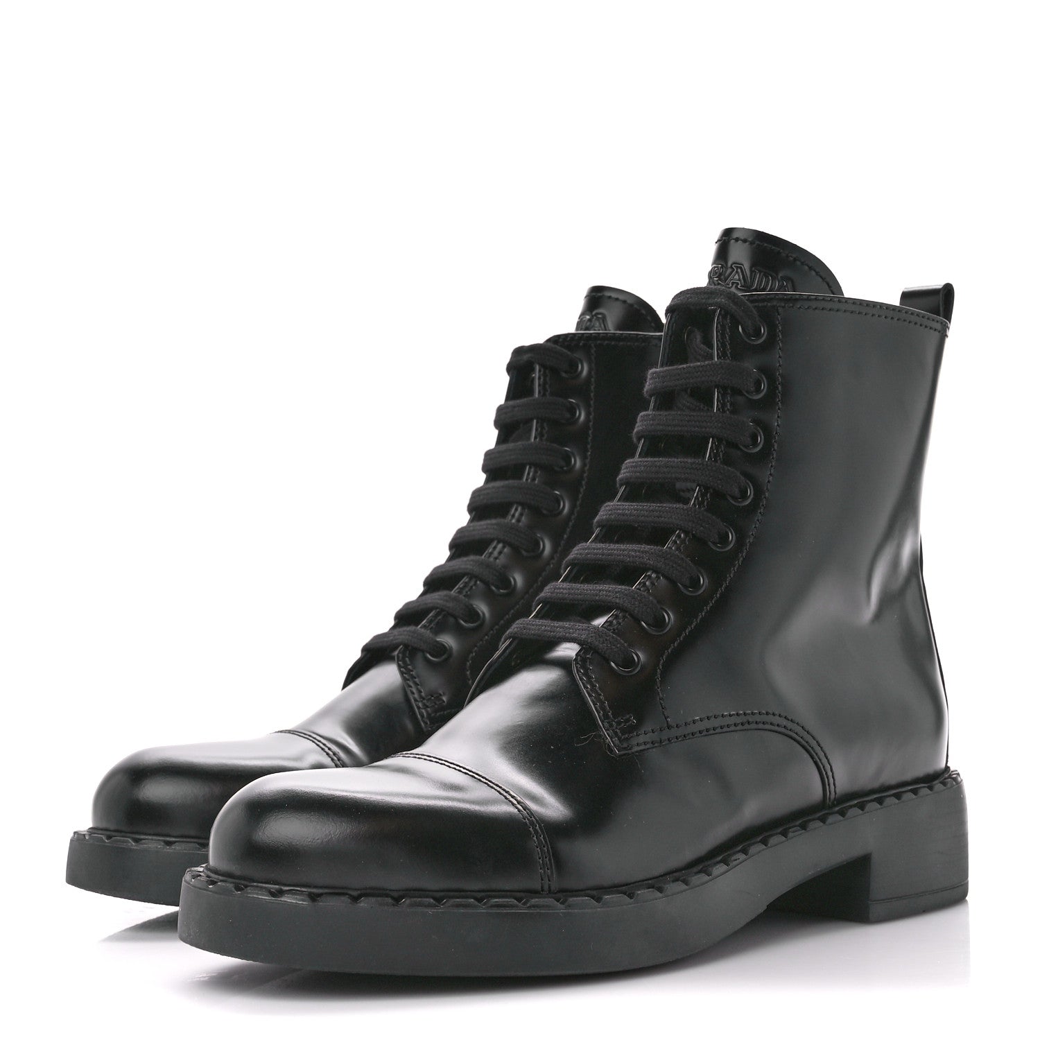 Prada Spazzolato Chocolate 50mm Combat Boots 40 Black 3 of 11