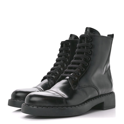 Prada Spazzolato Chocolate 50mm Combat Boots 40 Black 3 of 11