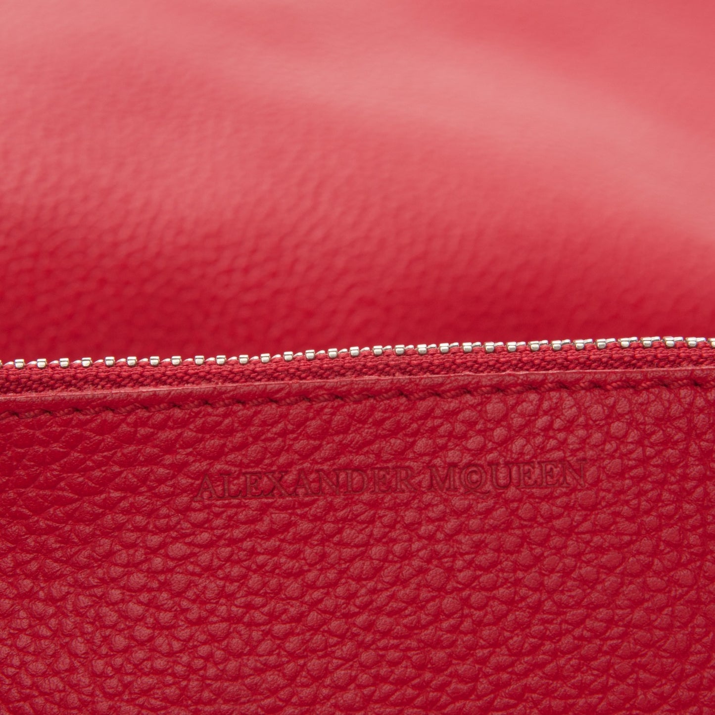 Grained Calfskin Skull Open Shopper Tote Red