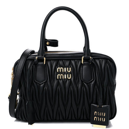Miu Miu Nappa Matelasse Bauletto Top Handle Bag Black 1 of 8