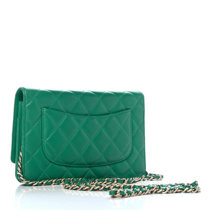 Chanel Lambskin Quilted Wallet On Chain WOC Green 2 of 4
