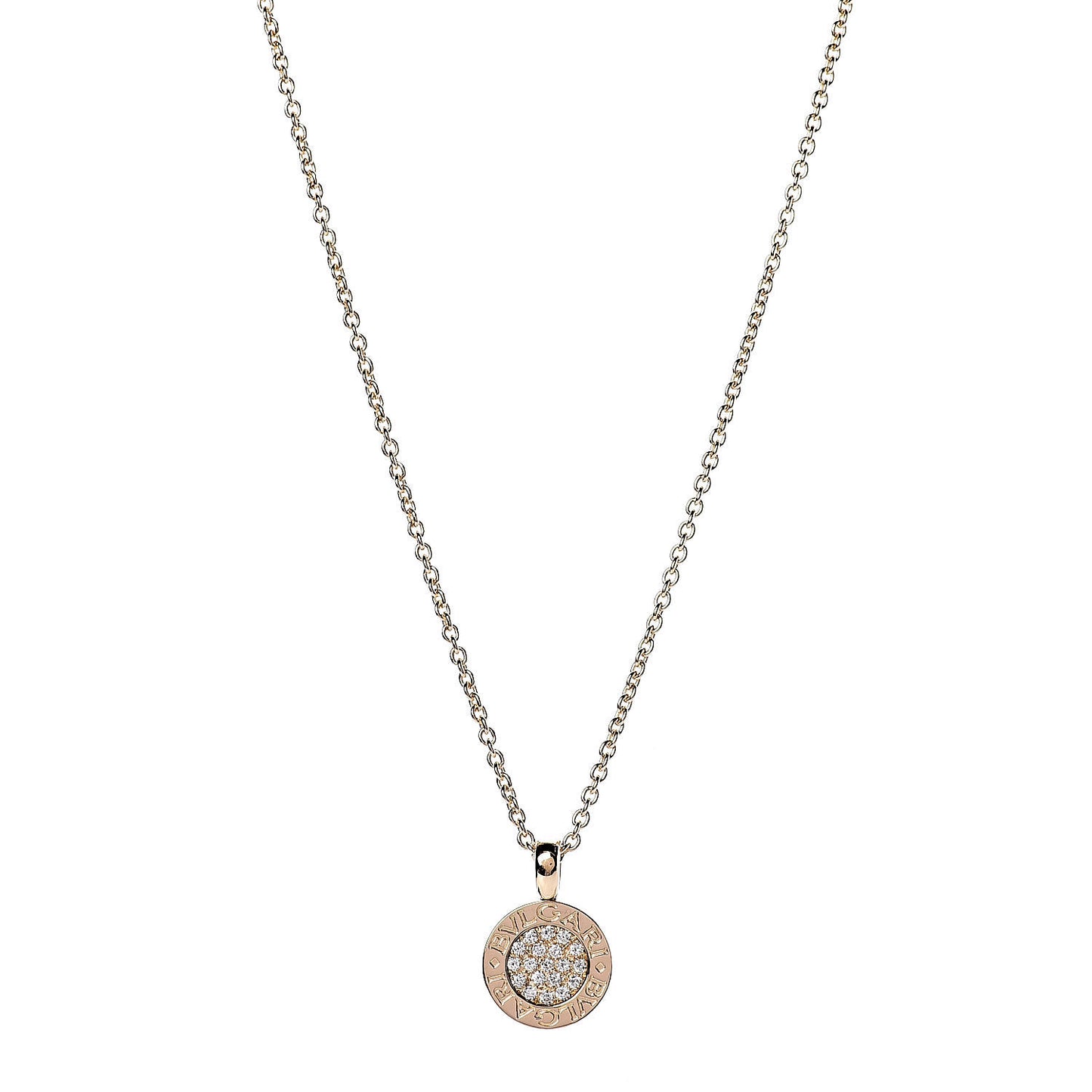 18K Yellow Gold Diamond BVLGARI BVLGARI Pave Pendant Necklace
