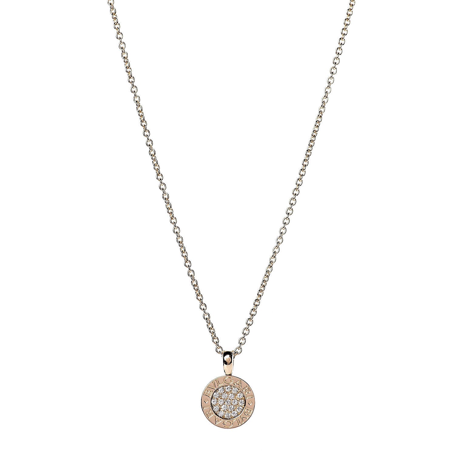 Bulgari 18K Yellow Gold Diamond BVLGARI BVLGARI Pave Pendant Necklace 1 of 5