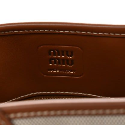 Miu Miu Canvas Calfskin Aventure Bag Beige Brandy 6 of 11