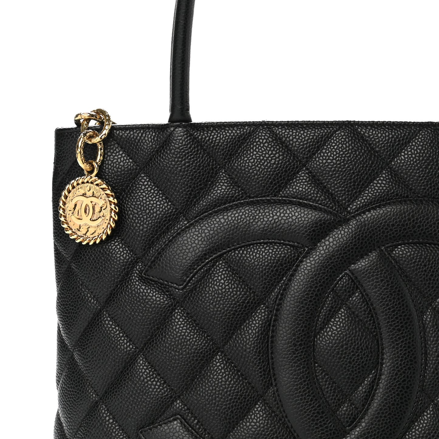 Caviar Quilted Medallion Tote Black