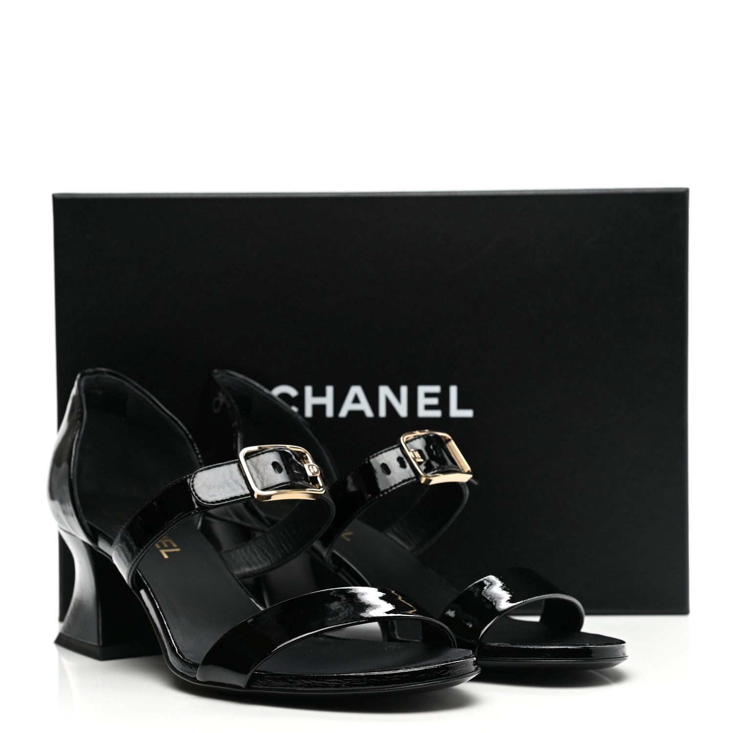 Chanel Patent Goatskin Sandals 40 Black 9 of 9