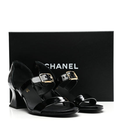 Chanel Patent Goatskin Sandals 40 Black 9 of 9