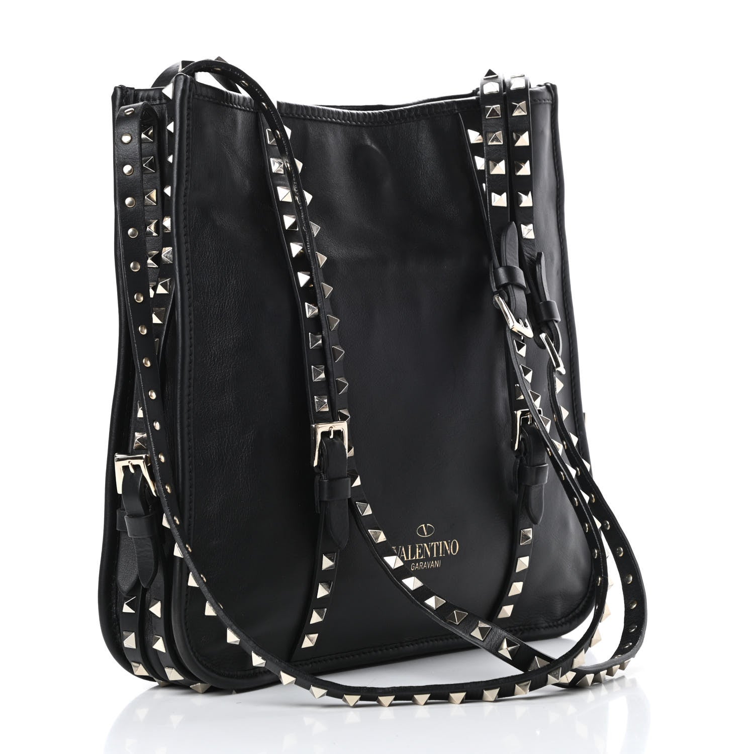 Valentino Garavani Vitello Rockstud Shopper Tote Black 3 of 15