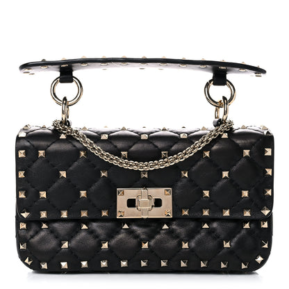 Valentino Garavani Lambskin Small Rockstud Spike Shoulder Bag Black 1 of 14