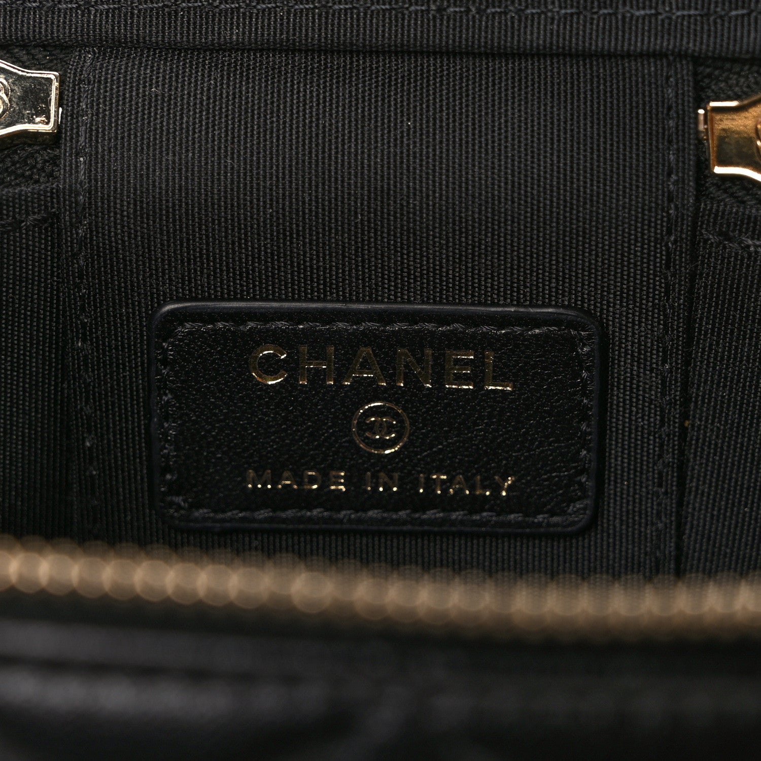 Chanel Lambskin Quilted Top Handle Mini Vanity Case With Chain Black 6 of 9