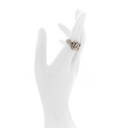 Chanel Crystal Baguette CC Logo Ring 54 7 Silver 2 of 5