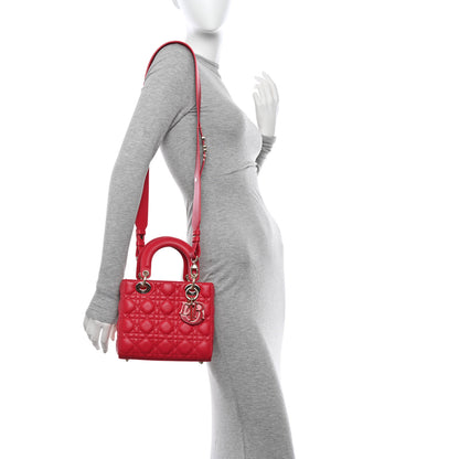 Christian Dior Lambskin Cannage Dioramour Small My ABCDior Lady Dior Fraise 2 of 10