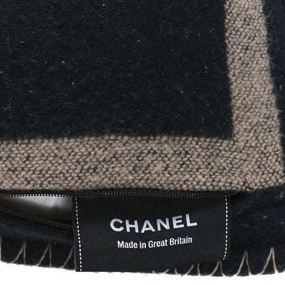Chanel Merino Wool Cashmere CC Pillow Black Brown 3 of 3