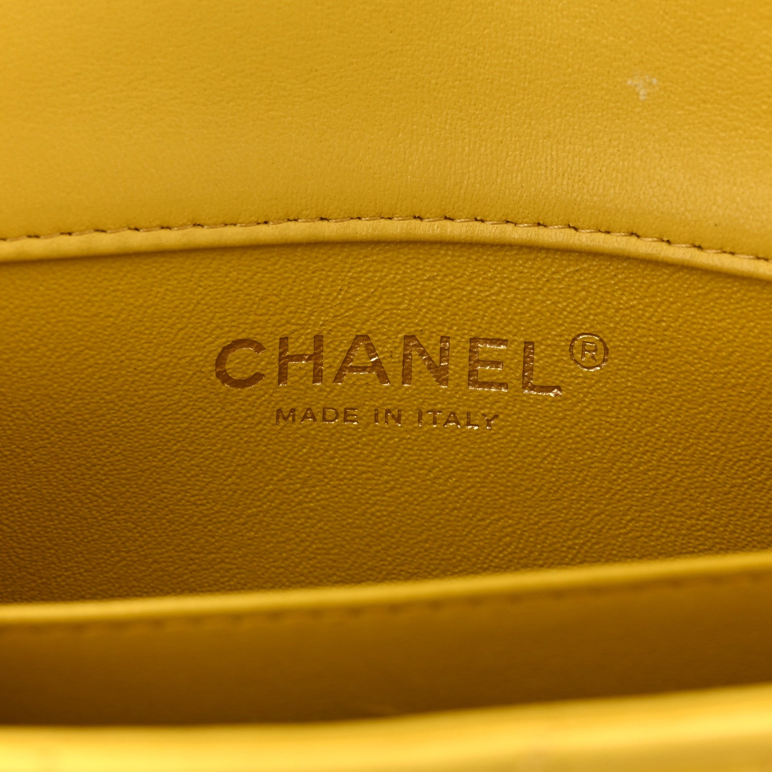 Chanel Lambskin Chevron Quilted Extra Mini Rectangular Flap Yellow 6 of 16