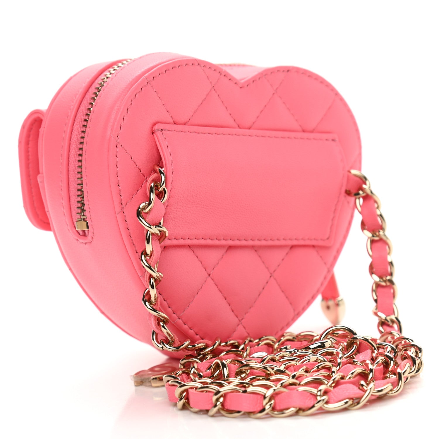 Chanel Lambskin Quilted CC In Love Heart Waist Belt Bag With Chain Pink 3 of 11