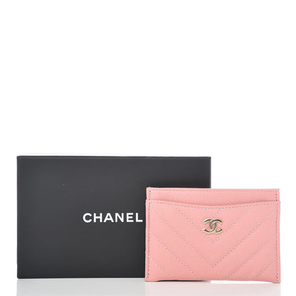 Chanel Caviar Chevron Quilted Card Holder Pink 9 of 9