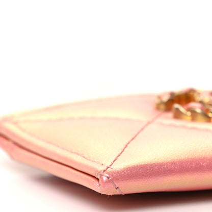 Chanel Iridescent Calfskin Quilted Chanel 19 Card Holder Pink 10 of 11
