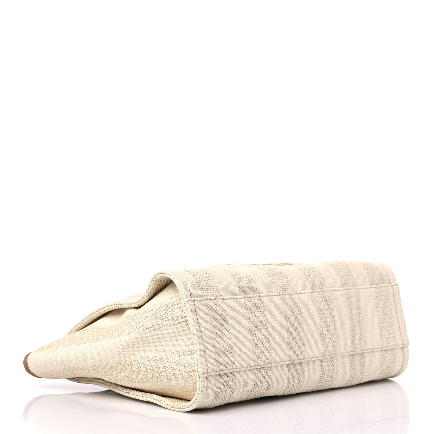 Mixed Fibers Calfskin Striped Small Deauville Tote Beige