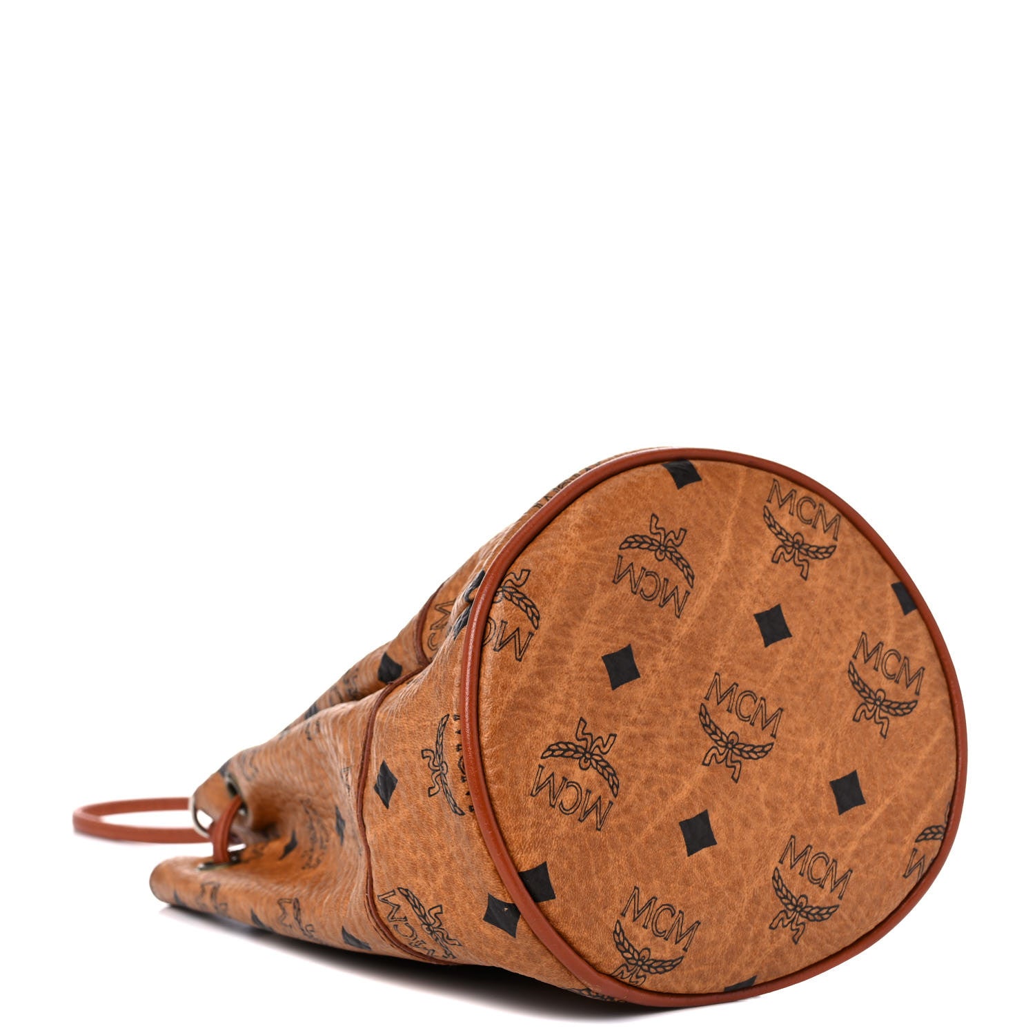 MCM Visetos Drawstring Bucket Bag Cognac 4 of 15