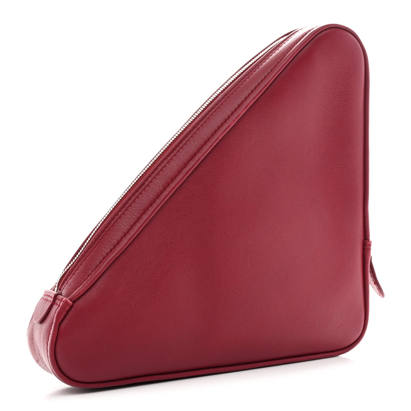 Shiny Day Calfskin M Triangle Pouch Rouge Grenat