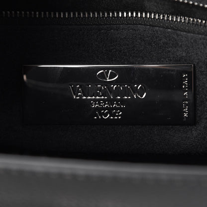 Valentino Garavani Pebbled Calfskin Onyx Medium Rockstud Rolling Flap Saddle Bag Black 6 of 7