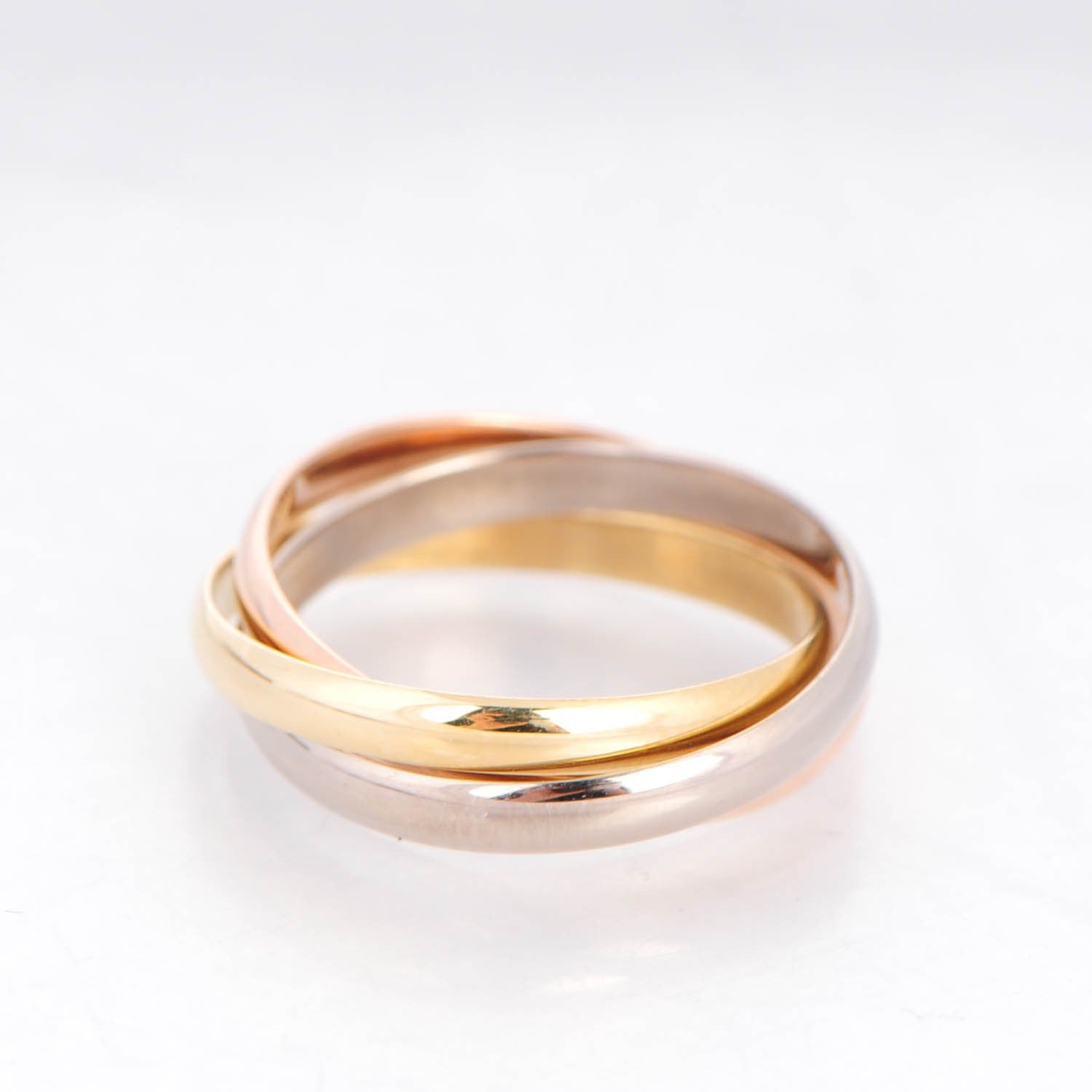 Cartier 18K Pink Yellow White Gold Small Trinity Ring 54 7 3 of 5