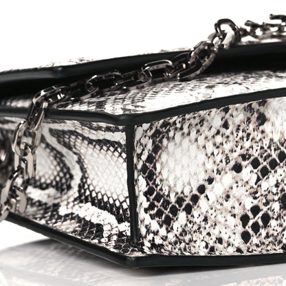 Givenchy Calfskin Snake Embossed Small 4G Chain Bag Black White 5 of 8
