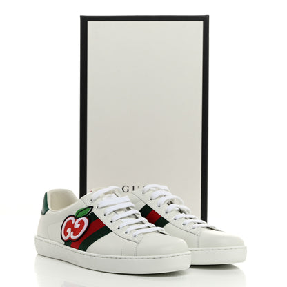Gucci Calfskin Web GG Apple Embroidered Mens Ace Sneakers 8 White 9 of 9
