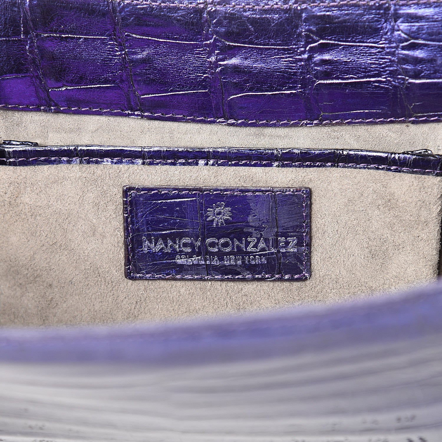 Nancy Gonzalez Metallic Crocodile Clutch Purple 5 of 7