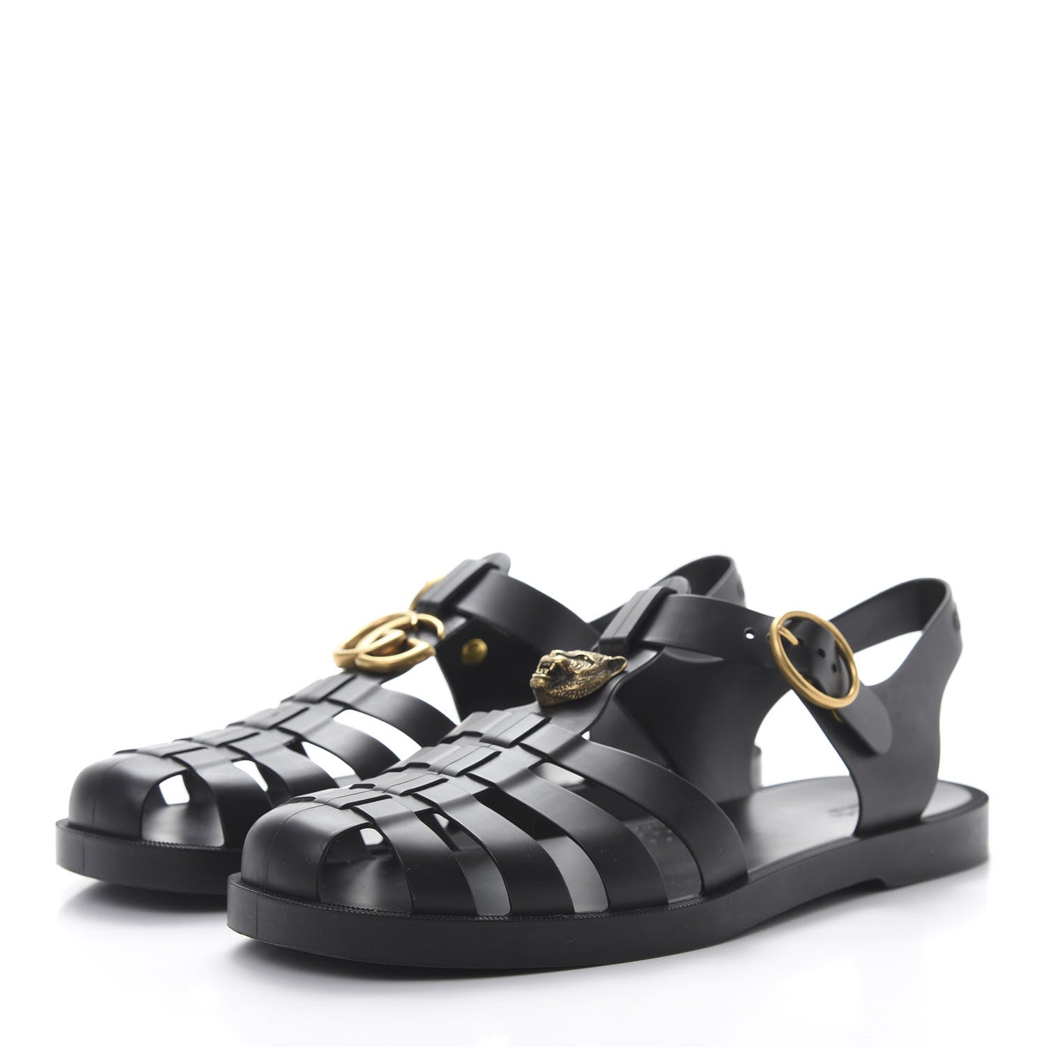 Gucci Rubber Mens Buckle Strap Sandals 8 Black 3 of 7