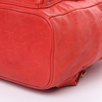 MCM Lambskin Fox Fur Small Stark Insignia Backpack Red 9 of 19