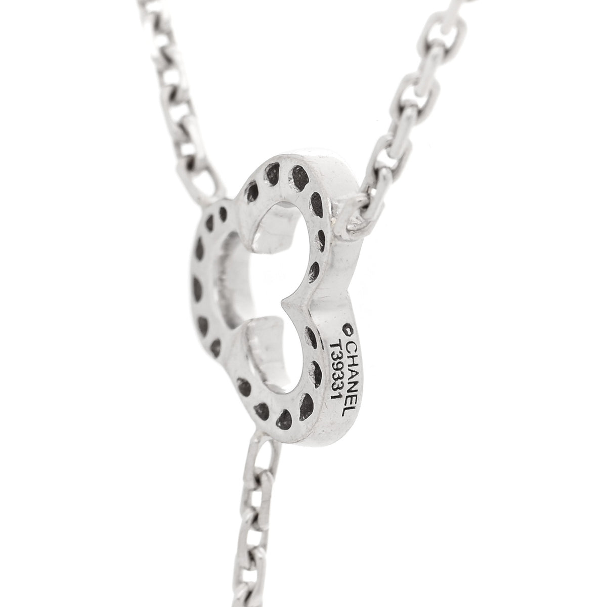Chanel 18K White Gold Diamond Agate Camelia Sculpte Pendant Necklace 4 of 5