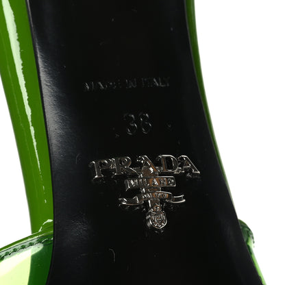 Prada Plexiglass Vernice Metal Triangle Logo 65mm Slide Sandals 38 Mela 7 of 7