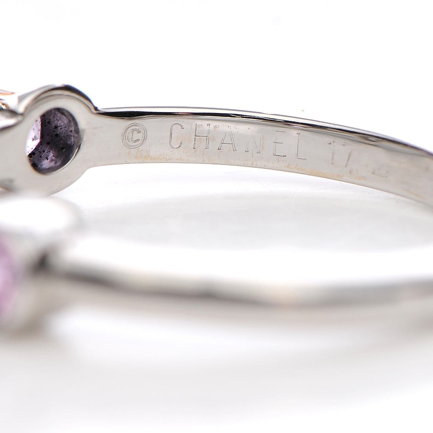 18K White Gold Diamond Pink Sapphire Ring 51 6