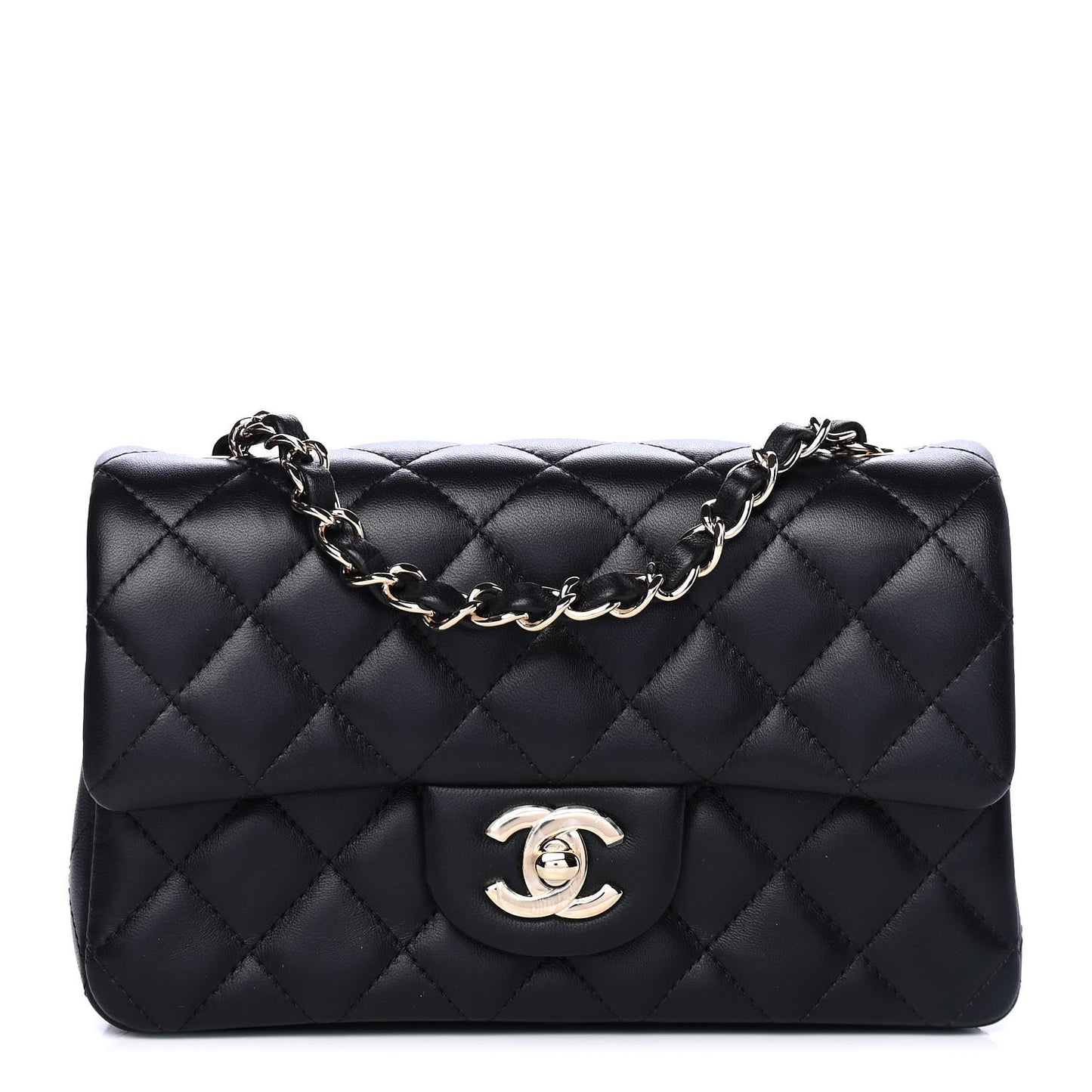 Lambskin Quilted Mini Rectangular Flap Black