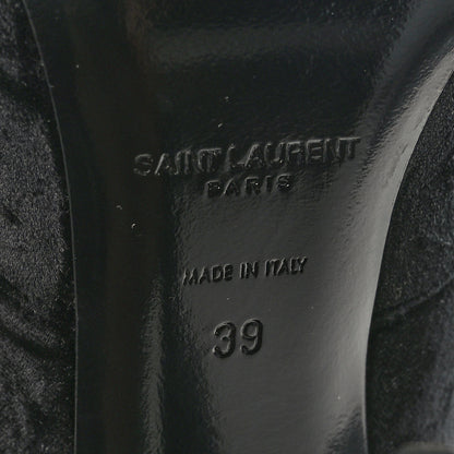 Saint Laurent Velvet Ella 110 Knee High Boots 39 Black 6 of 7