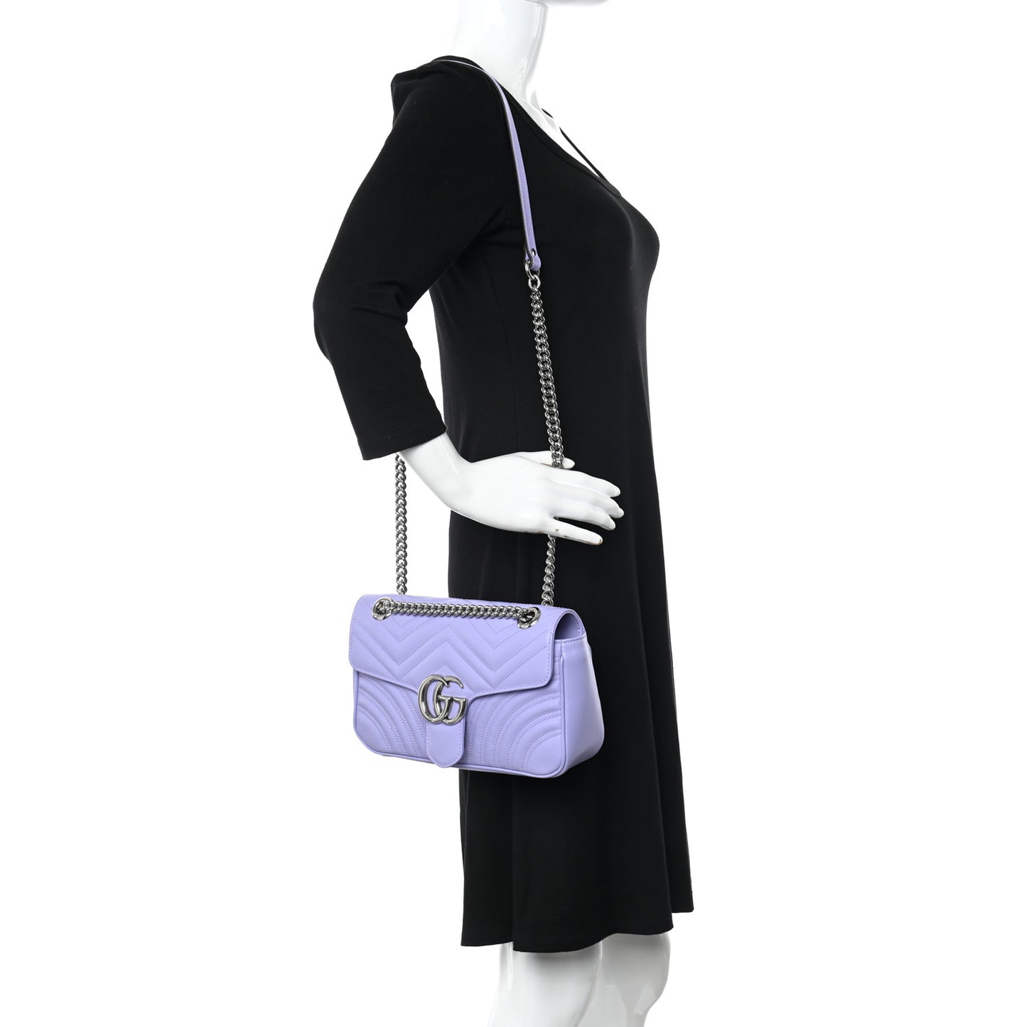 Calfskin Matelasse Small GG Marmont Shoulder Bag Lapis