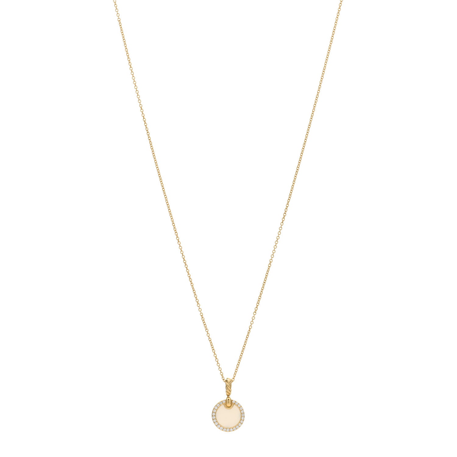 David Yurman 18K Yellow Gold Diamond Mother of Pearl Petite Elements Necklace 1 of 3