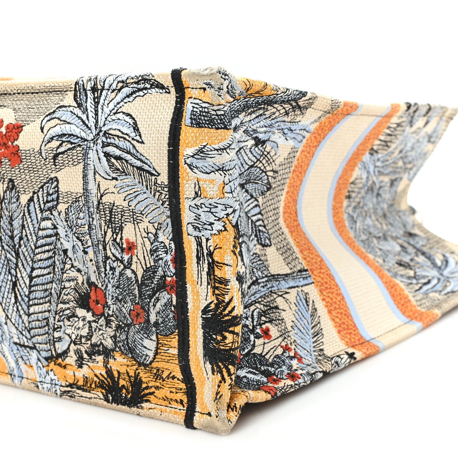 Christian Dior Canvas Embroidered Toile De Jouy Tropicalia Large Book Tote Denim Blue 10 of 13