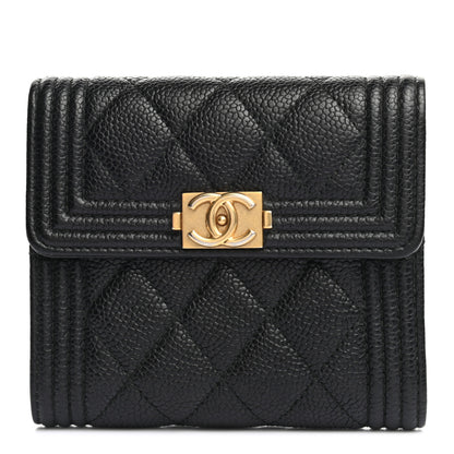 Chanel Caviar Quilted Compact Boy Wallet Black 1 of 8