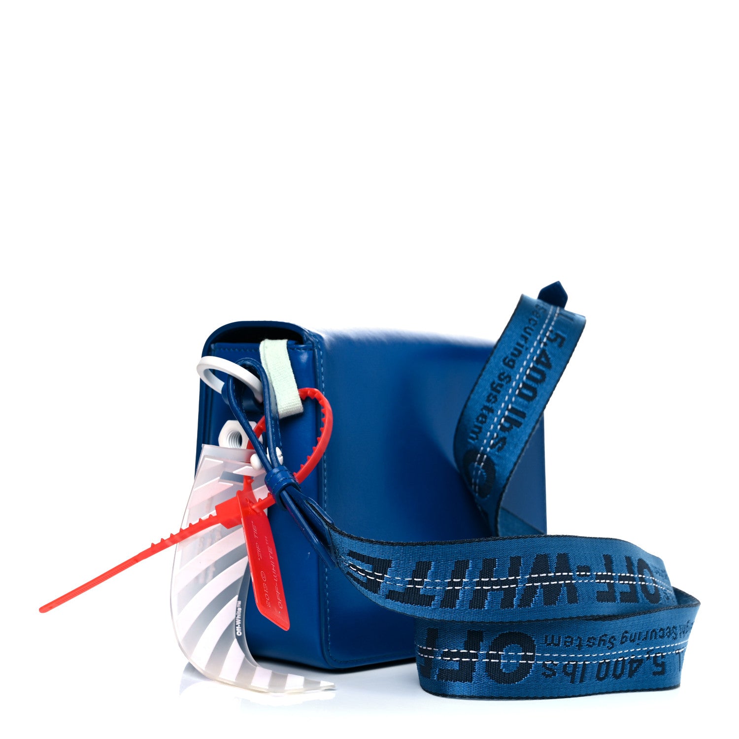 Off-White Calfskin Binder Clip Bag Blue 3 of 11