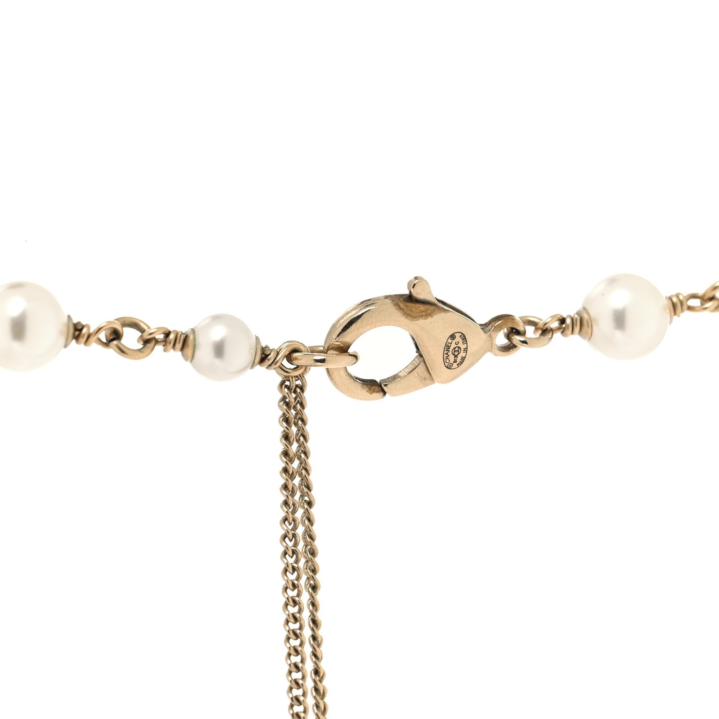 Beaded Pearl CC Long Strand Necklace Gold Purple
